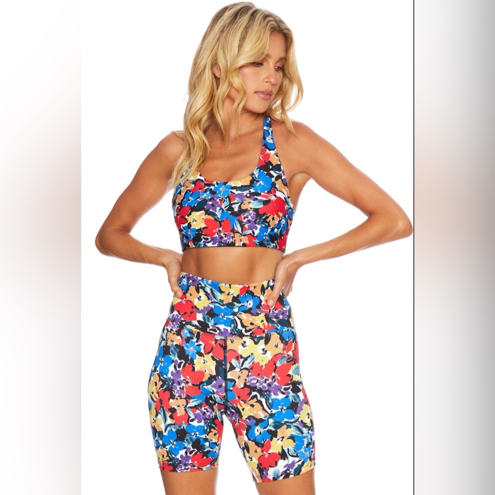 BEACH RIOT Rocky Sports Bra Top In Buttercup Floral